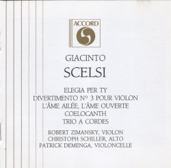 Elegia per ty / Divertimento n° 3 pour violon / L’Âme ailée / L’Âme ouverte / Cœlocanth / Trio à cordes